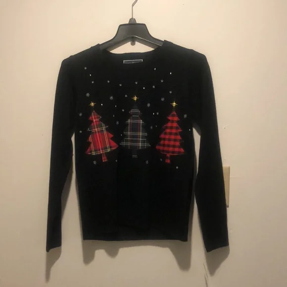 NWT Karen Scott long sleeve Christmas trees sweater-M - Picture 2 of 12